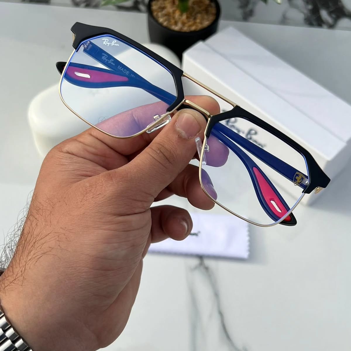 Ray Ban Gold Frame For Daily Causal Evergreen UV Protected For Unisex