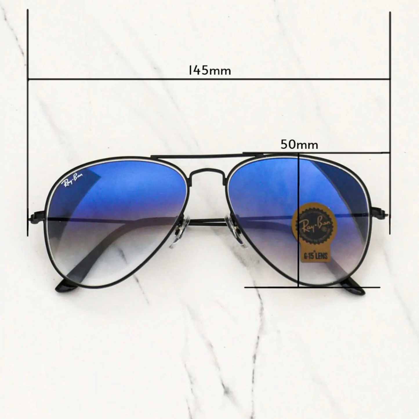 RAY-BAN Blue Shade & Black 3026 Aviator Causal Latest Sunglass For Unisex.