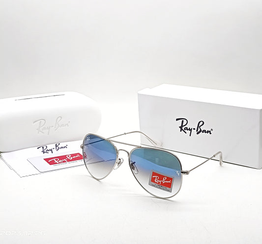 RAY-BAN Blue Shade & Silver 3026 Oval Aviator Metal Trendy Hot Favourite Wintage Sunglass For Unisex.