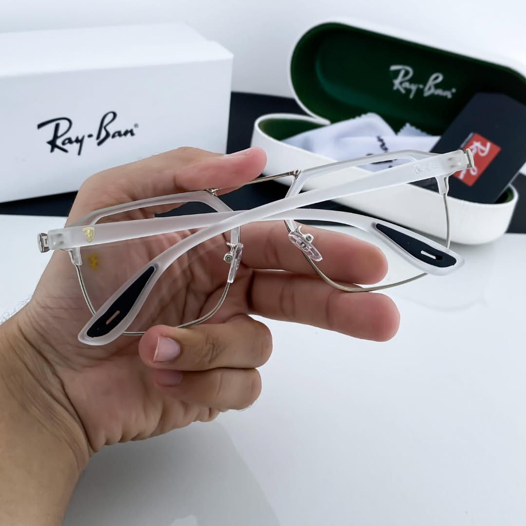 Ray Ban Fancy White Clear Eyewear For Daily Causal Evergreen UV Protected For Unisex.