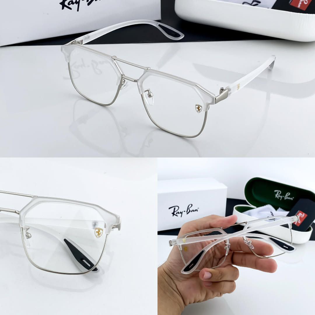 Ray Ban Fancy White Clear Eyewear For Daily Causal Evergreen UV Protected For Unisex.