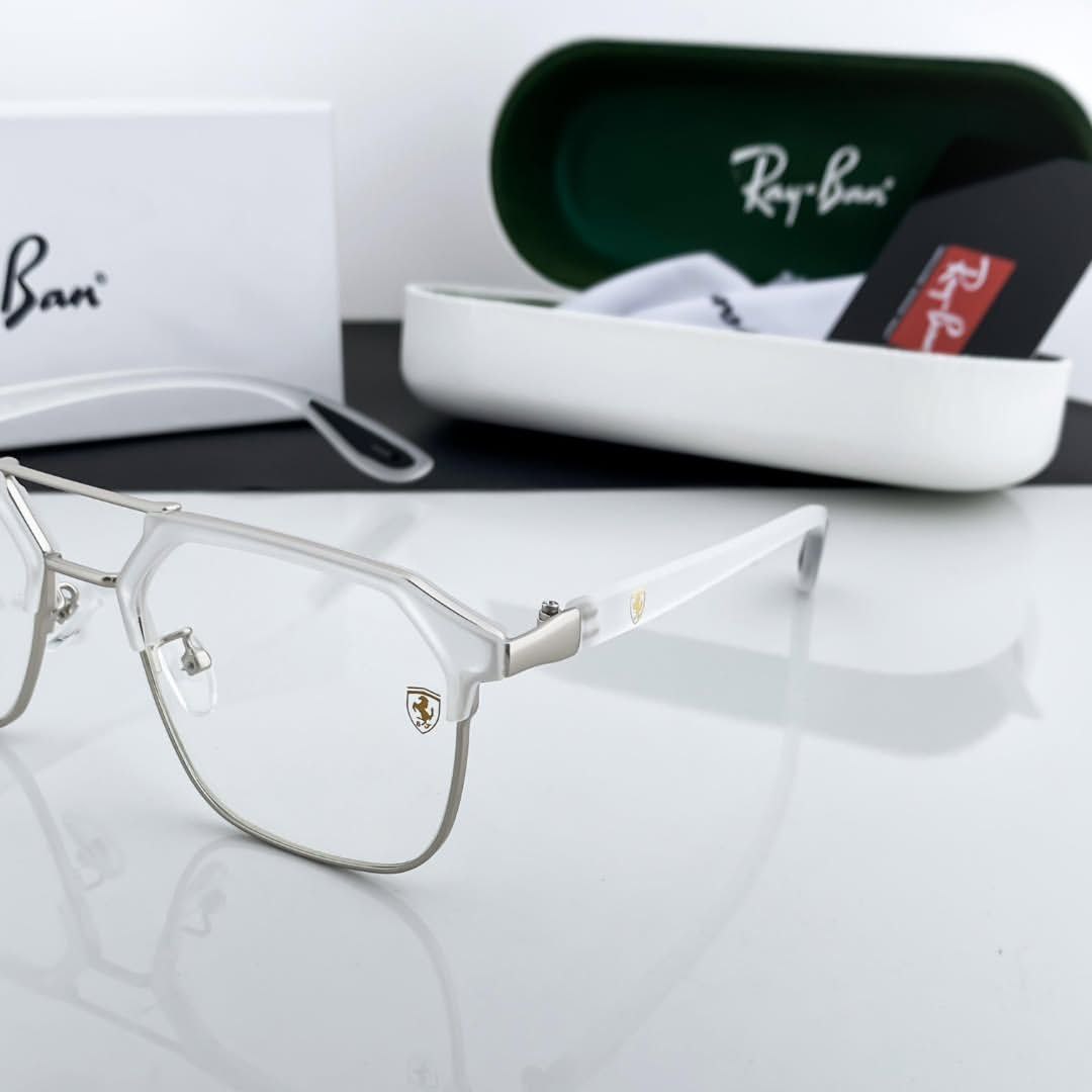 Ray Ban Fancy White Clear Eyewear For Daily Causal Evergreen UV Protected For Unisex.