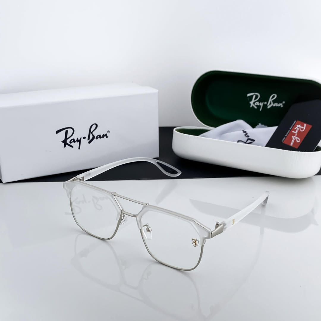 Ray Ban Fancy White Clear Eyewear For Daily Causal Evergreen UV Protected For Unisex.