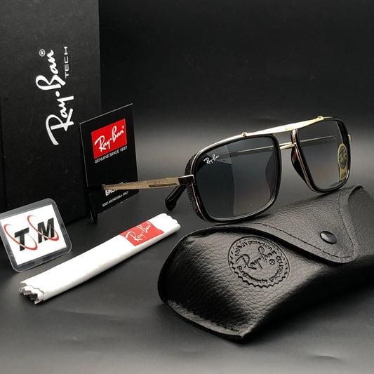 RAY-BAN Black & Gold 4413 Square Side Cap Hot Favourite Wintage Sunglass For Unisex.