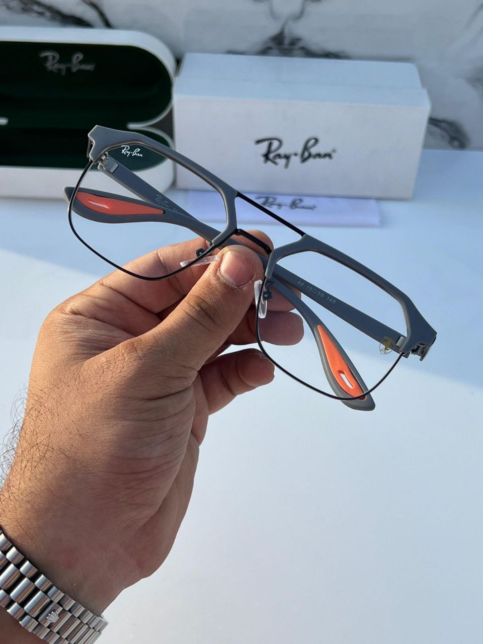 Ray Ban Fancy Grey Clear Eyewear For Daily Causal Evergreen UV Protected For Unisex.
