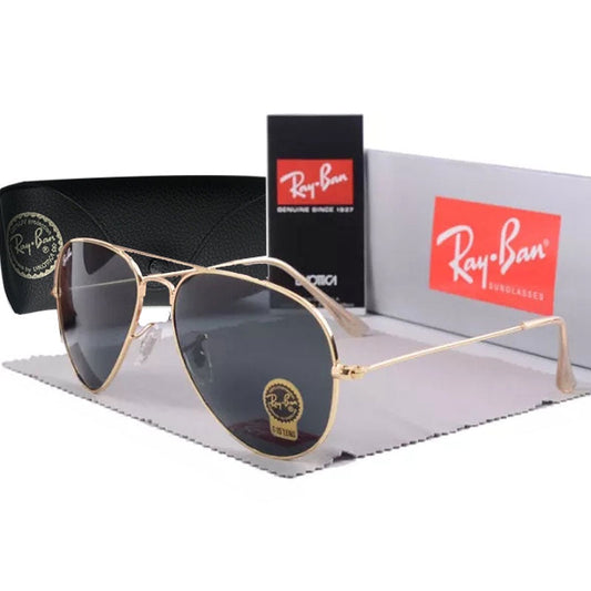 RAY-BAN Black & Gold 3026 Aviator Trendy Hot Favourite Wintage Sunglass For Unisex.
